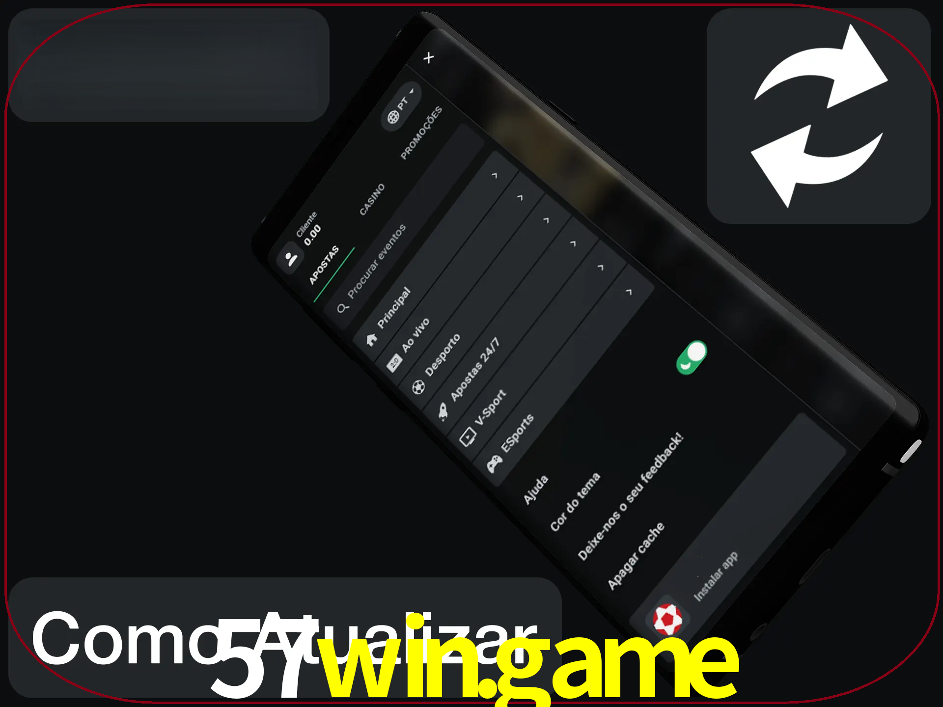 O aplicativo é atualizado automaticamente quando você faz o login.