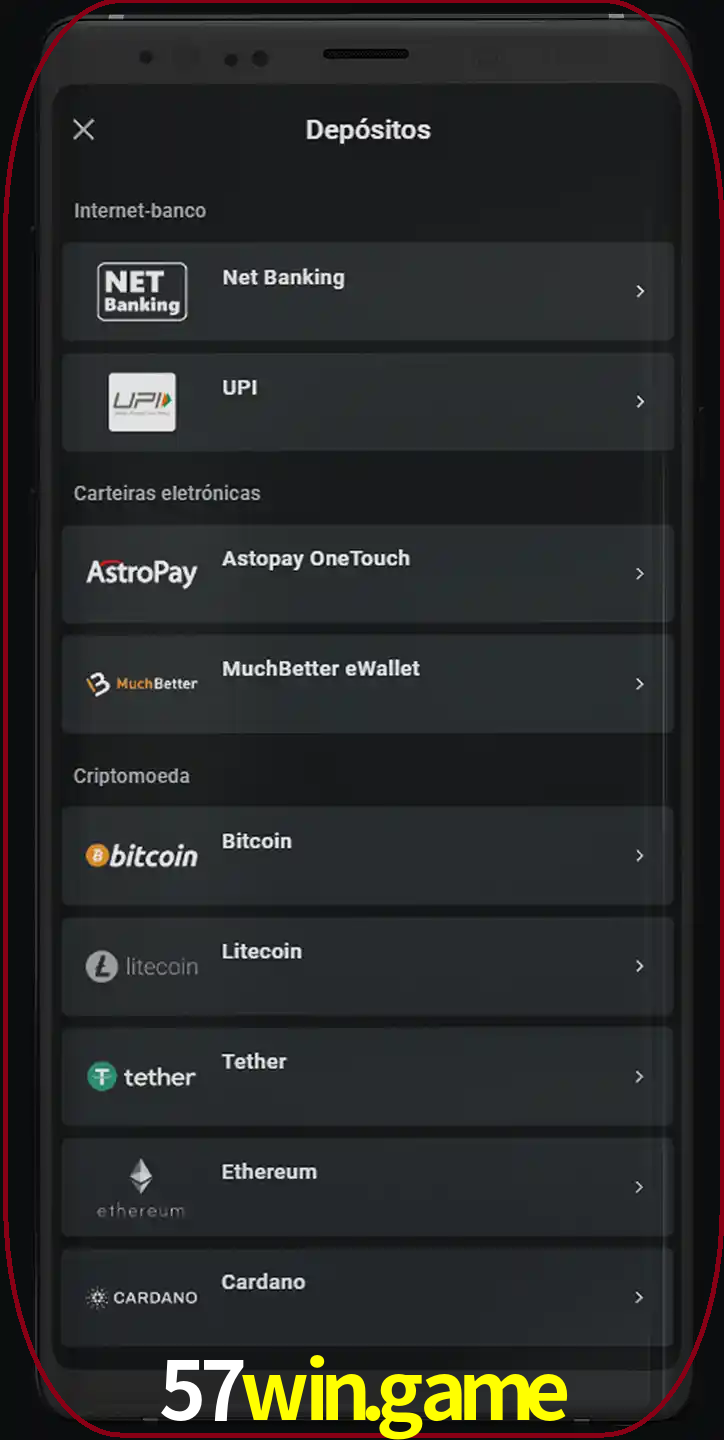 Você pode usar métodos alternativos de depósito.