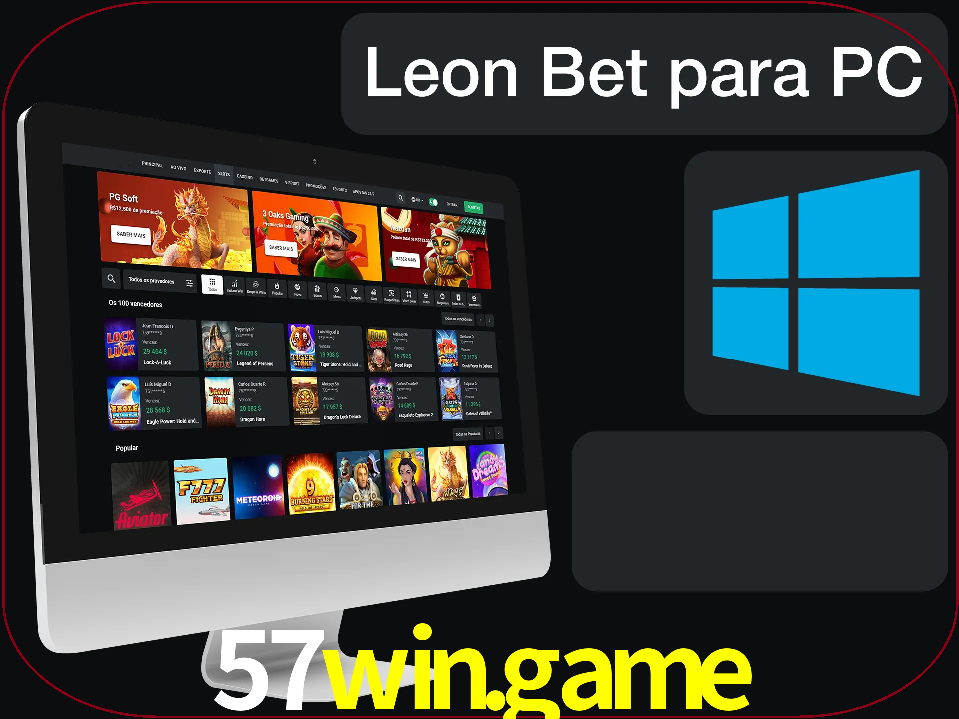 Aposte e jogue em nosso cassino usando o PC.
